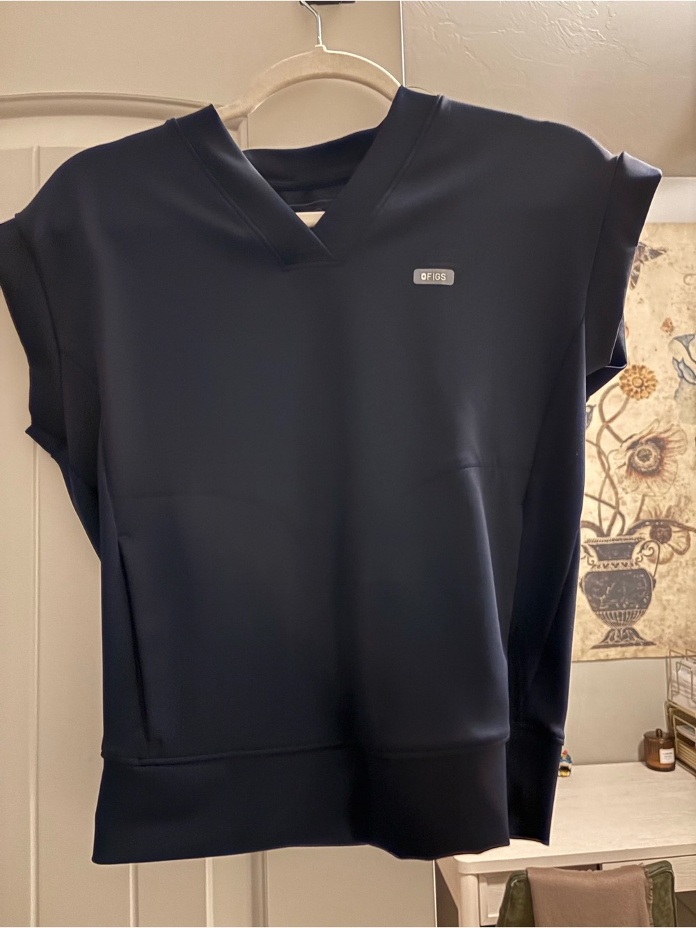 Figs Women's Navy V-Neck Short Sleeve Scrub Top